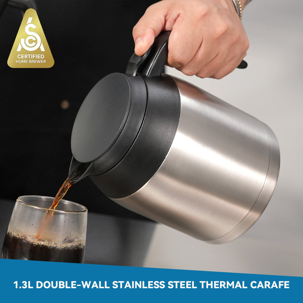 Connoisseur 8-Cup Drip Coffee Brewer One-Touch with Thermal Carafe and Hanging Basket - SCA Certified Home Brewer