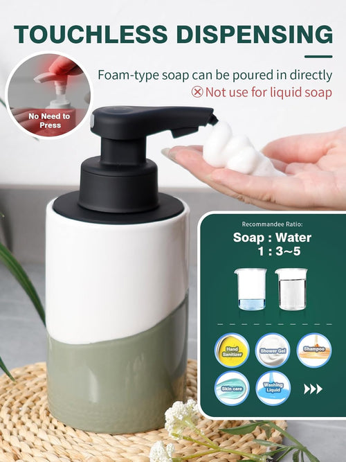 BosilunLife Nordic Garden Automatic Foaming Soap Dispenser Recycled Eco-Clay 10 oz