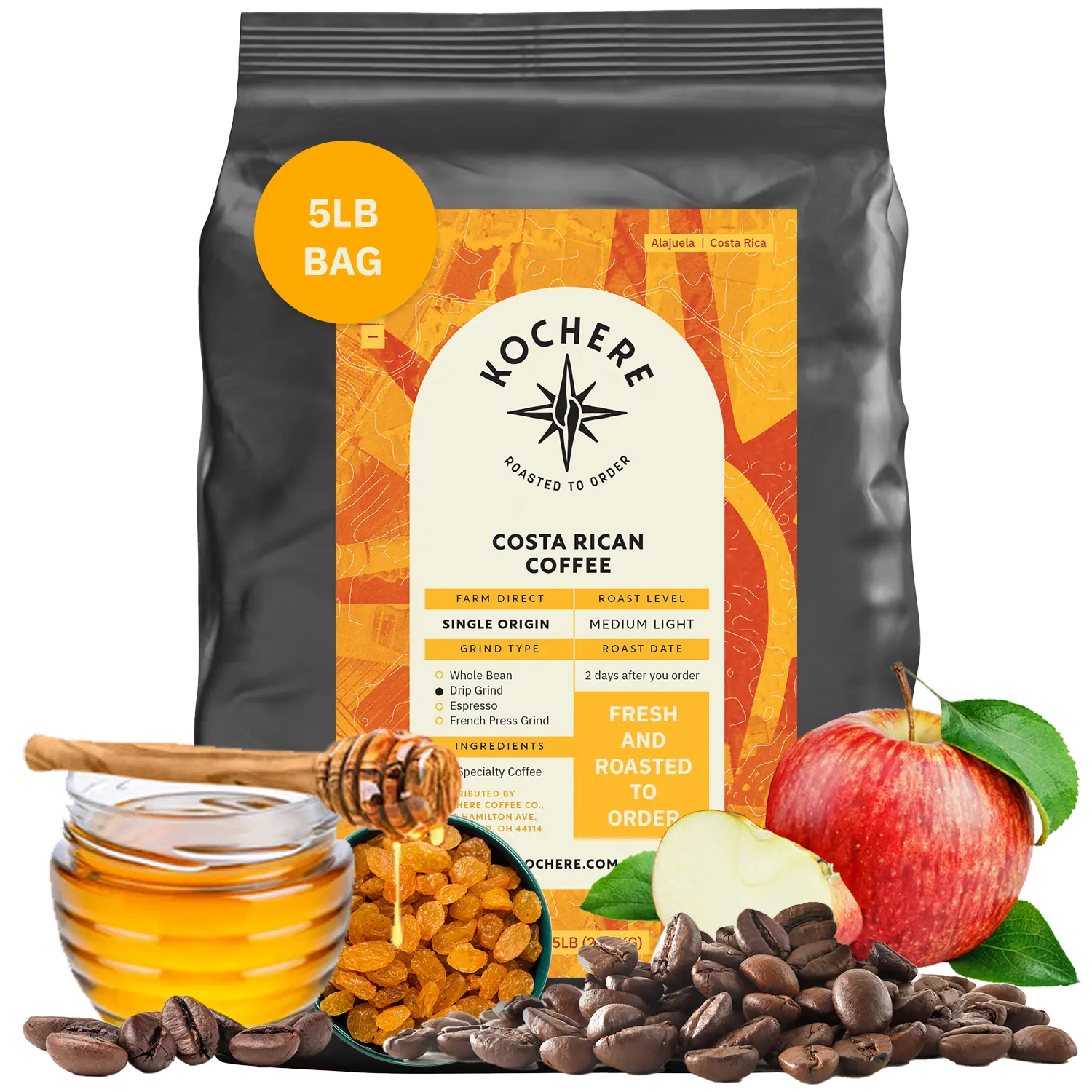 Kochere Coffee Costa Rican Alajuela Medium Roast - Sweet Apple, Raisin Notes