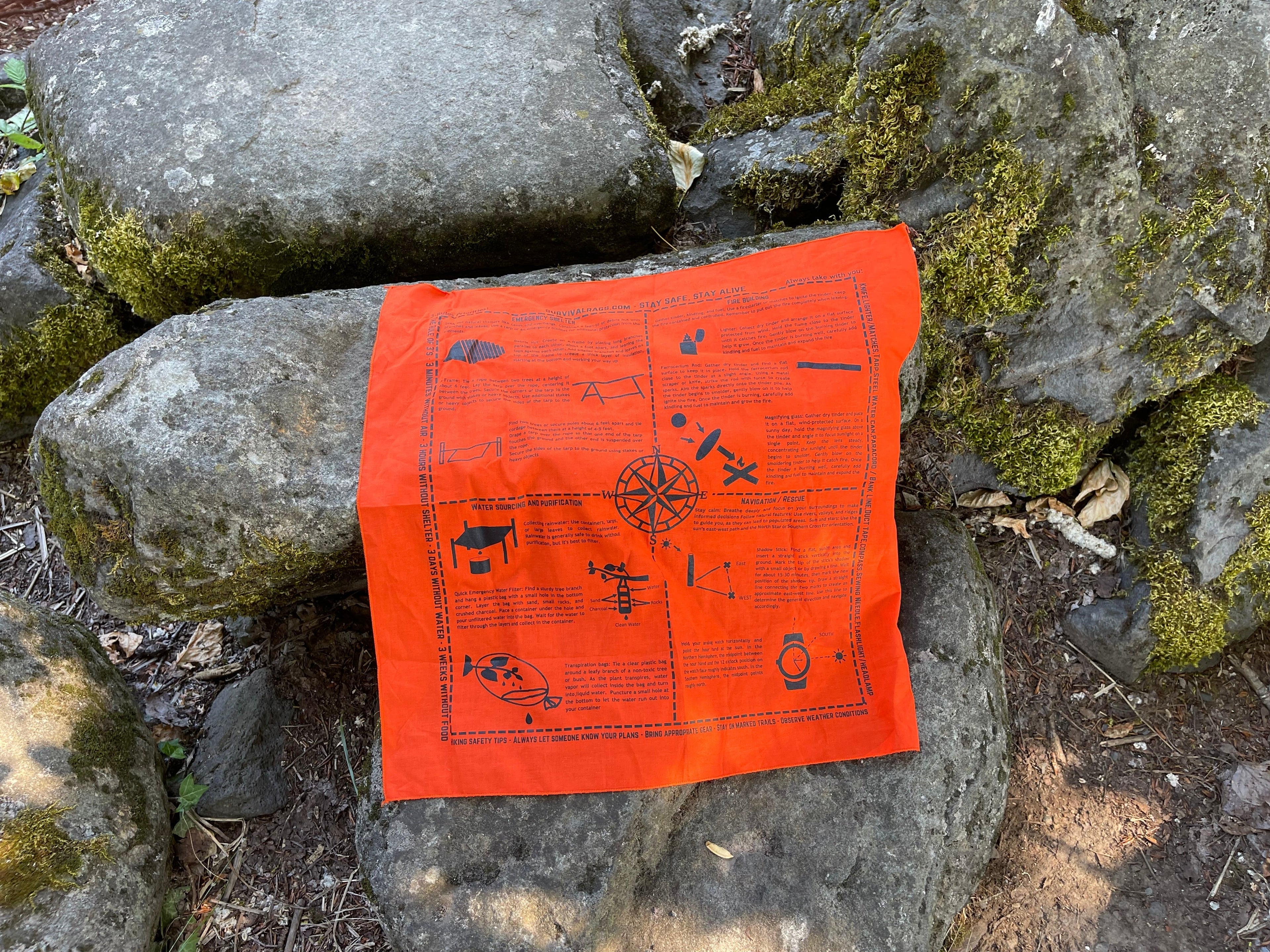 Survival Bandana with Printed Survival Instructions — Made in USA | SurvivalRags