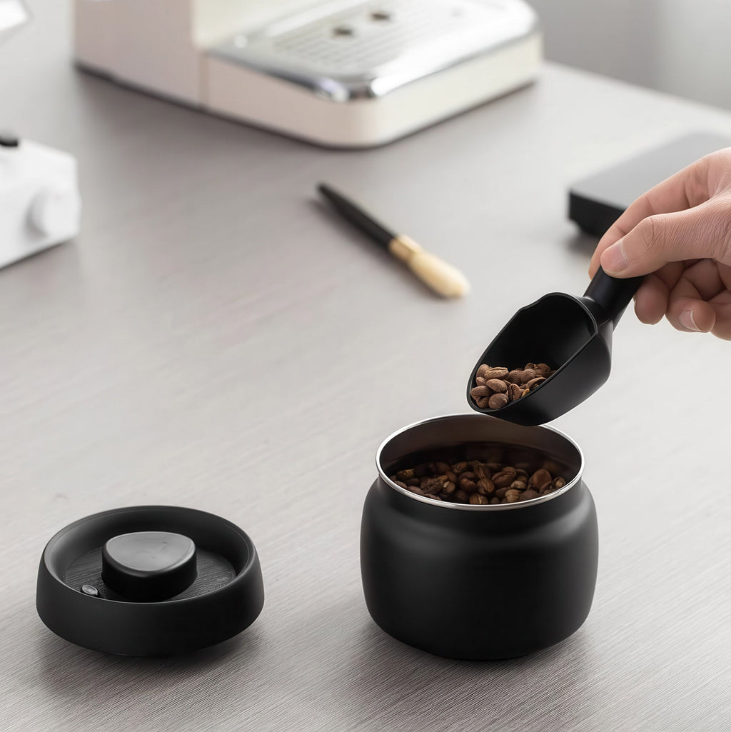 Black Coffee Bean Storage Canister