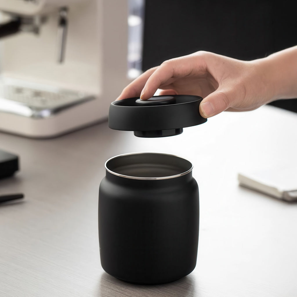 Black Coffee Bean Storage Canister