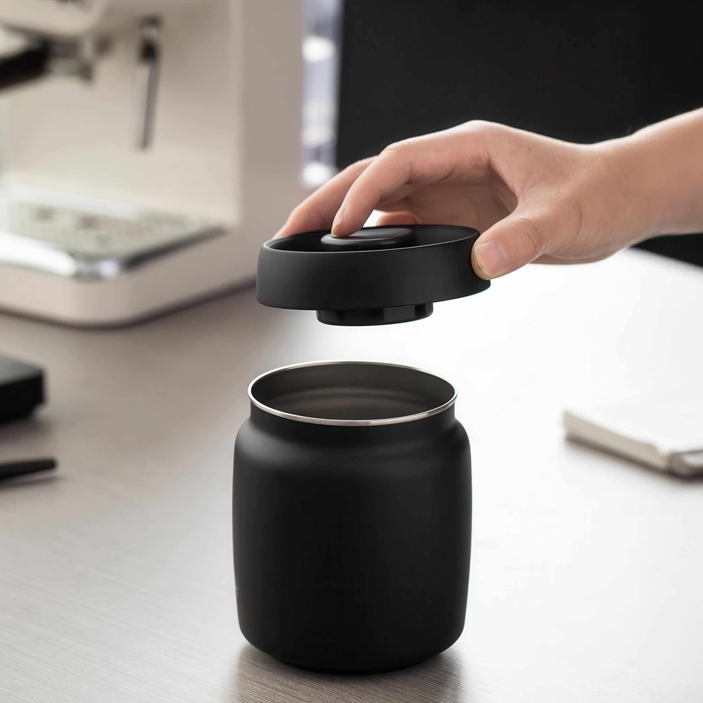 Black Coffee Bean Storage Canister