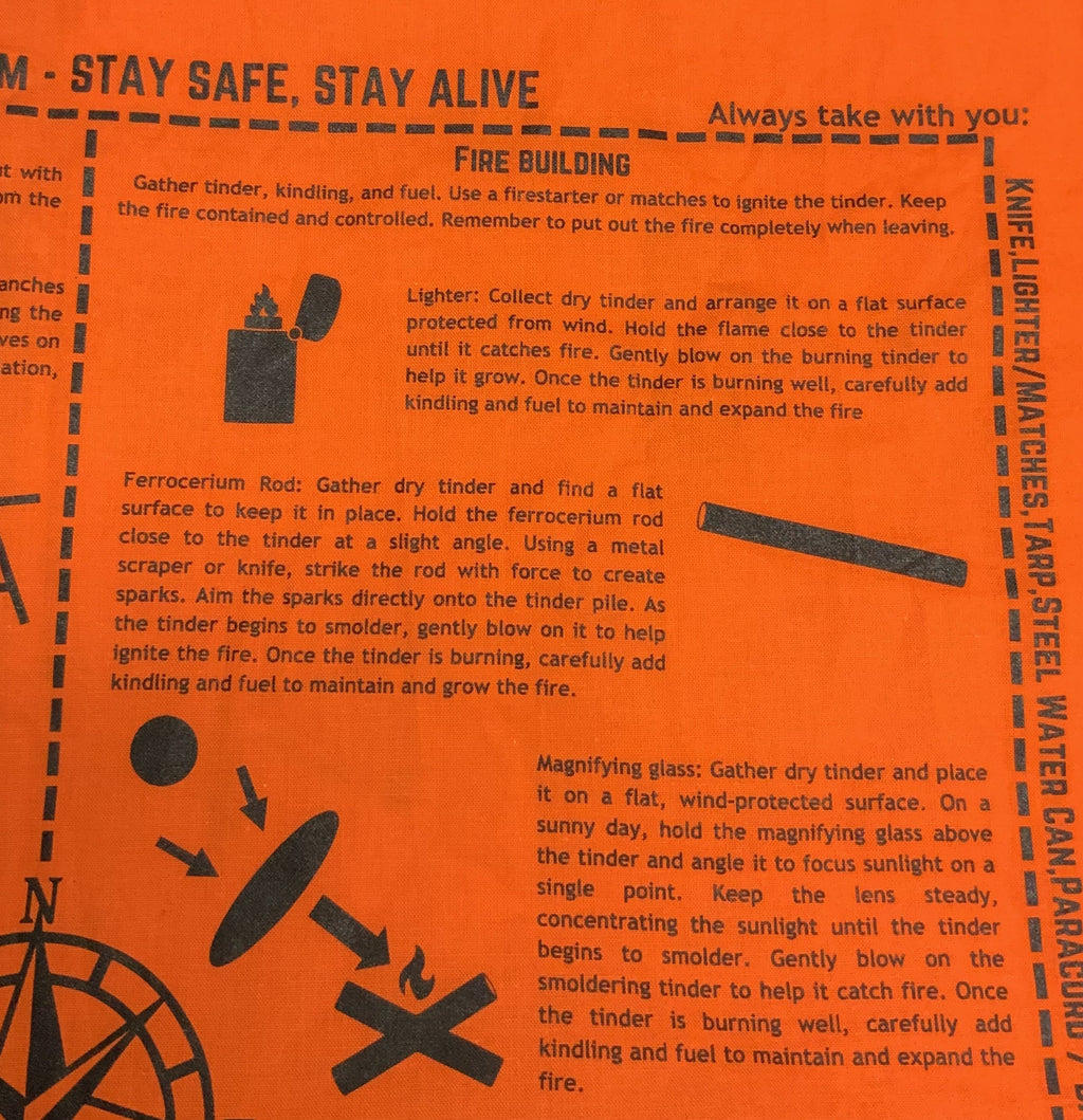 Survival Bandana with Printed Survival Instructions — Made in USA | SurvivalRags